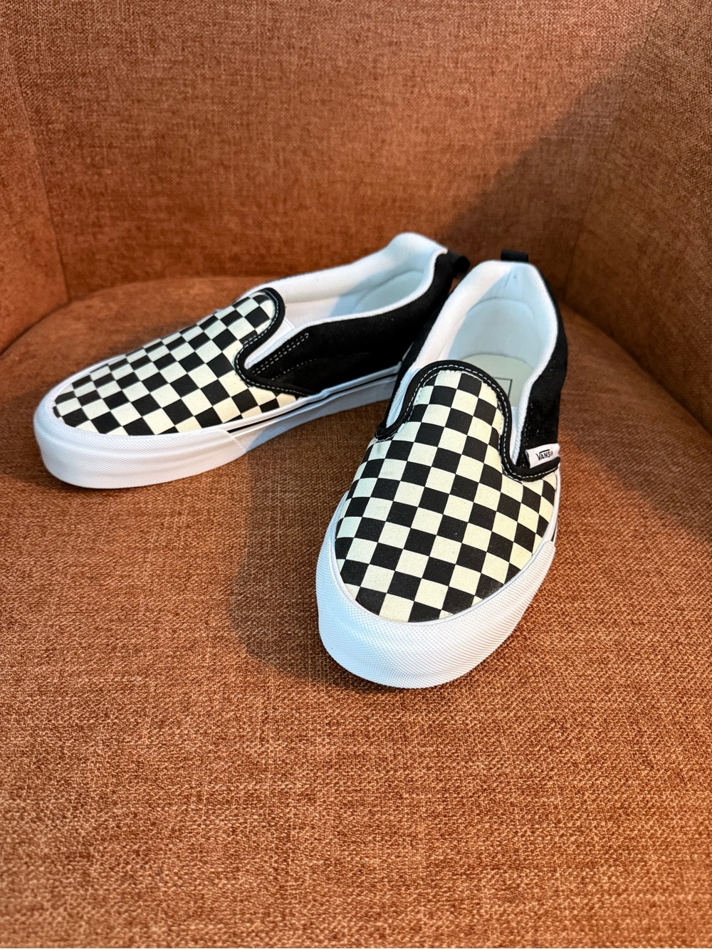 Vans Black and White Checkerboard Slip-On Suede Canvas 9M 10.5W